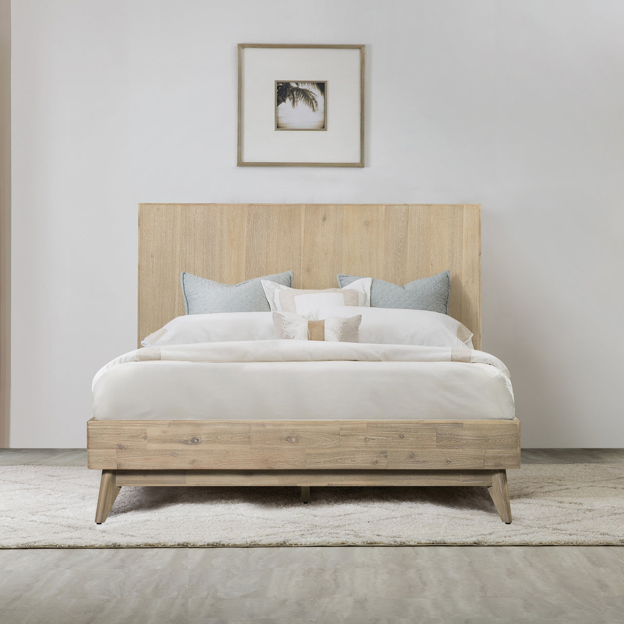 Baly Acacia Wood 3 Piece Platform Bedroom Set with 2 Nightstands