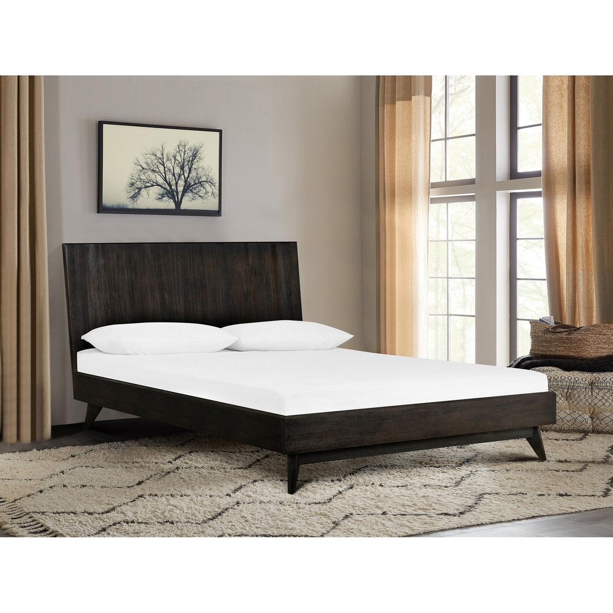 Baly Acacia Wood 3 Piece Platform Bedroom Set with 2 Nightstands