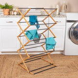 Household Essentials Bamboo Adjustable Folding Clothes Drying Rack with 16 Metal Dowels - 23.8"L x 19.3"W x 57.0"H
