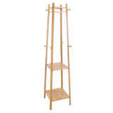 Bamboo Coat Hat Rack Free Clothes stand Standing with 3 Shelves 8 Hooks