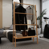 Bamboo Ladder Towel Rack with Storage Shelf - Natural