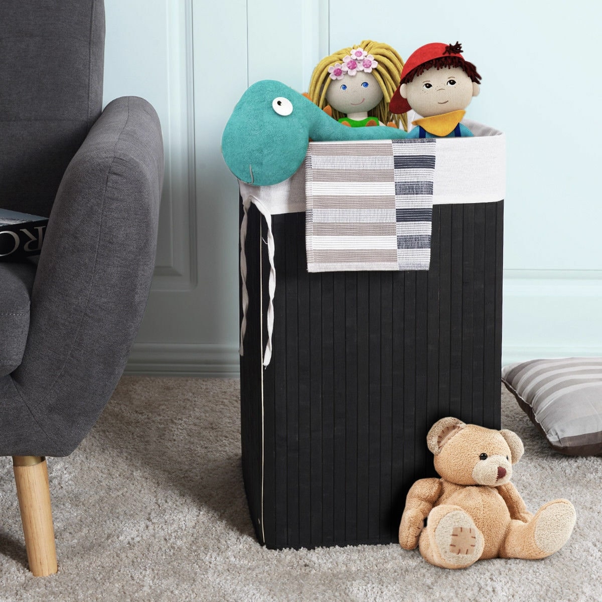 Corner Bamboo Laundry Hamper