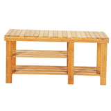 Bamboo Shoe Rack Bench 3-Tier Entryway Storage Organizer Shelf with Seat for Boots