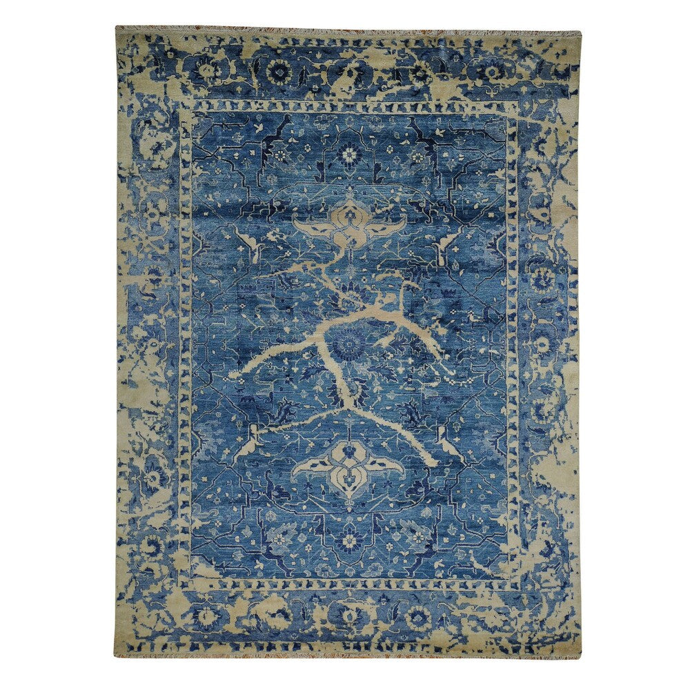 Rayon from Bamboo Silk Broken Design Heriz Hand-knotted Oriental Area Rug (7'8 x 10'3)