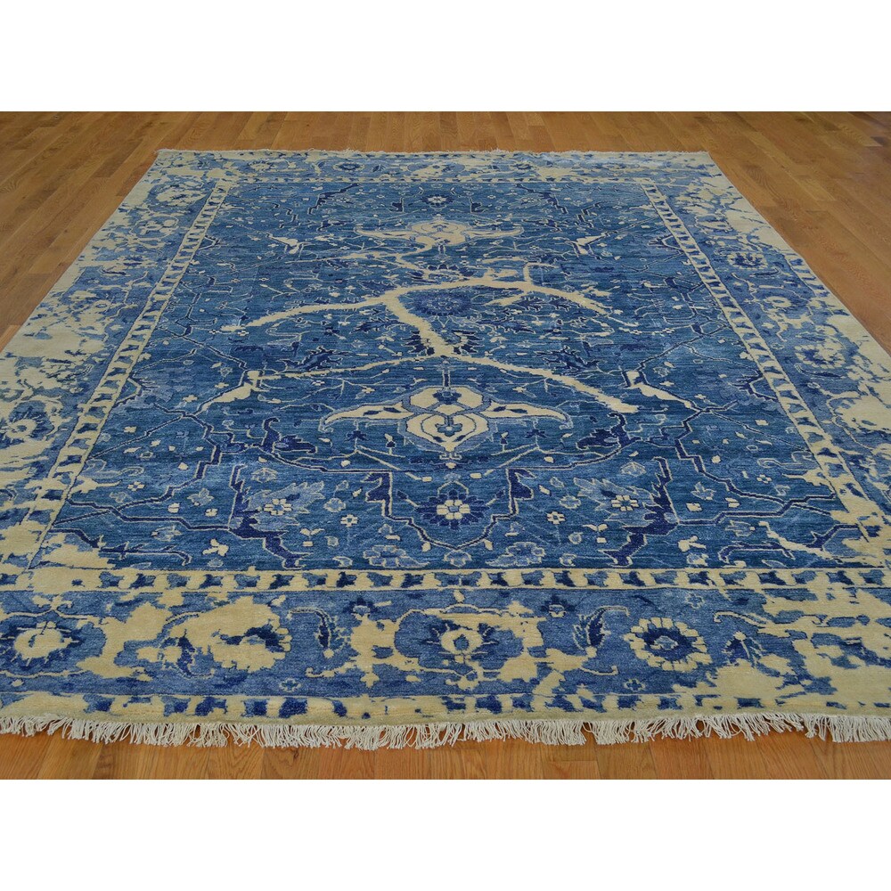 Rayon from Bamboo Silk Broken Design Heriz Hand-knotted Oriental Area Rug (7'8 x 10'3)