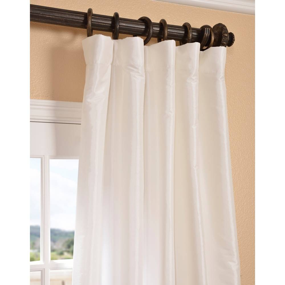 Exclusive Fabrics Eggshell Taffeta and Velvet Banded Curtain Panel - 46 x 84