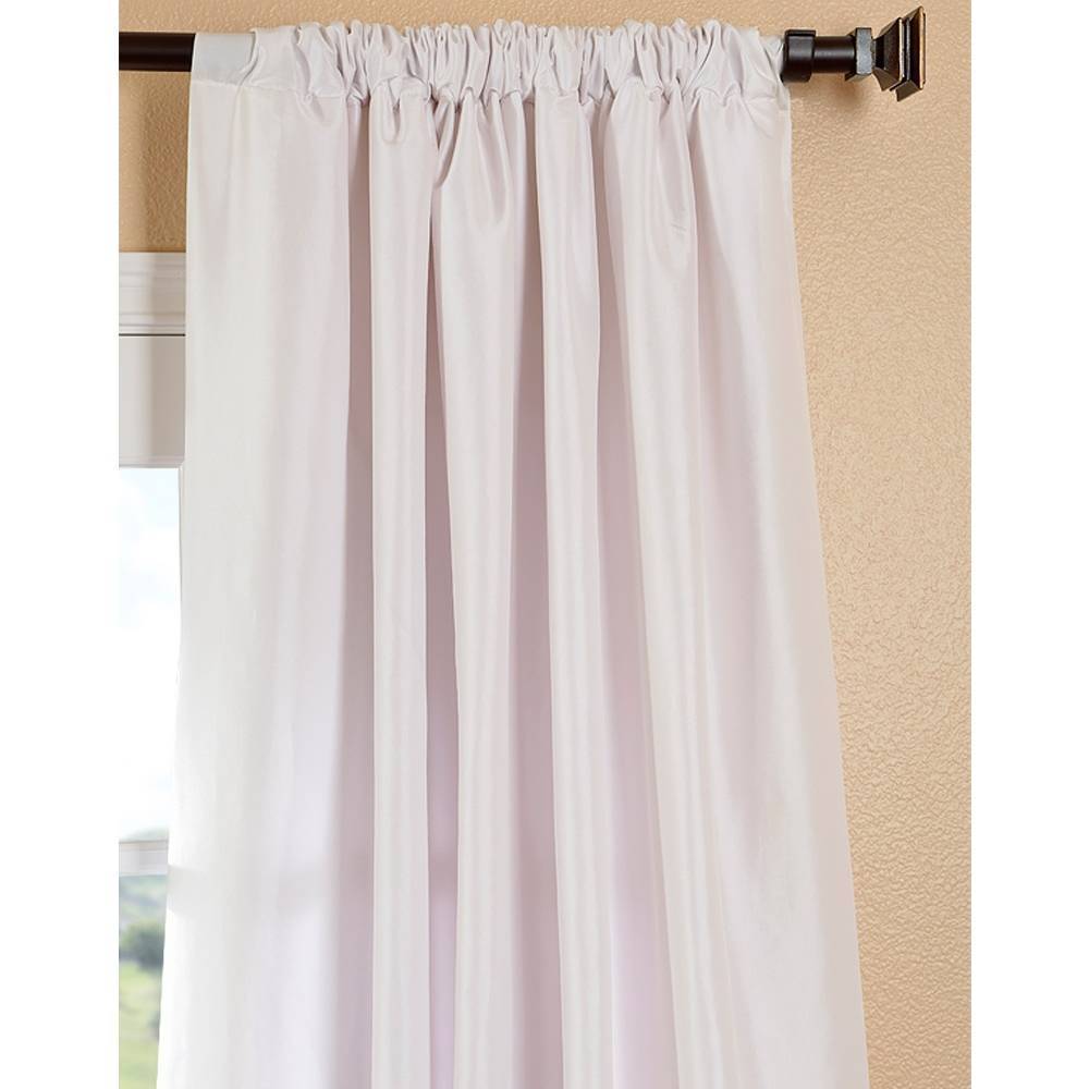 Exclusive Fabrics Eggshell Taffeta and Velvet Banded Curtain Panel - 46 x 84