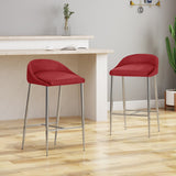 Bandini Modern Upholstered Counter Stools with Chrome Legs (Set of 2) by Christopher Knight Home