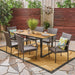 Banner Outdoor 6-Seater Rectangular Acacia Wood and Wicker Dining Set by Christopher Knight Home
