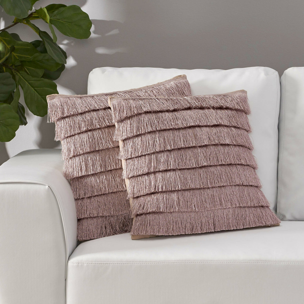 Bantry Glam Square Fabric Throw Pillow with Fringes by Christopher Knight Home