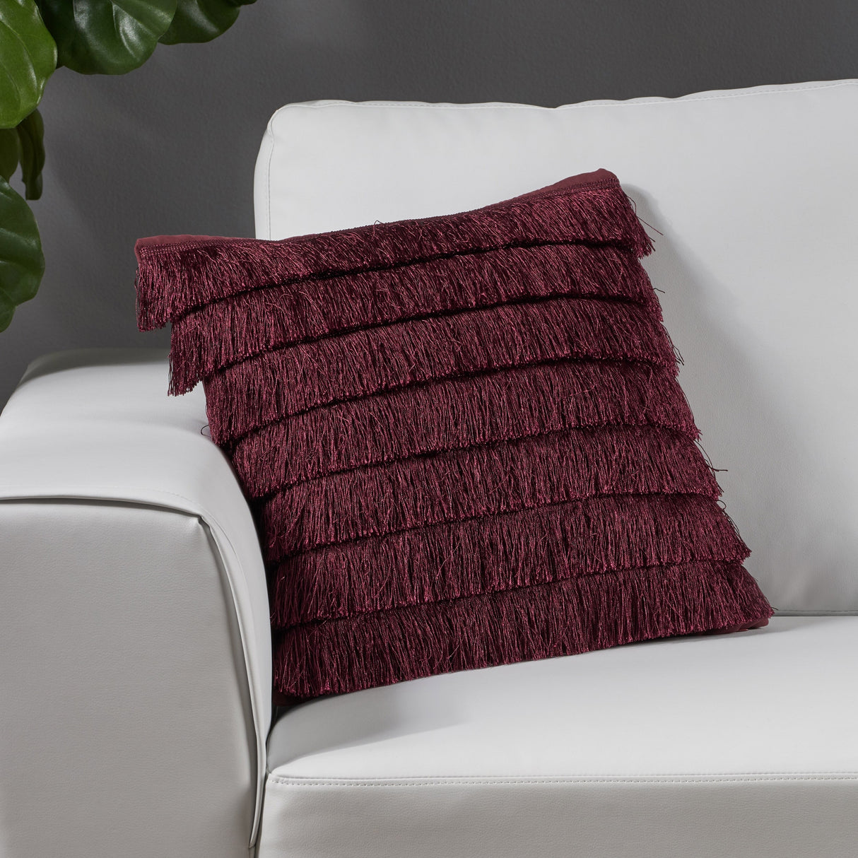 Bantry Glam Square Fabric Throw Pillow with Fringes by Christopher Knight Home