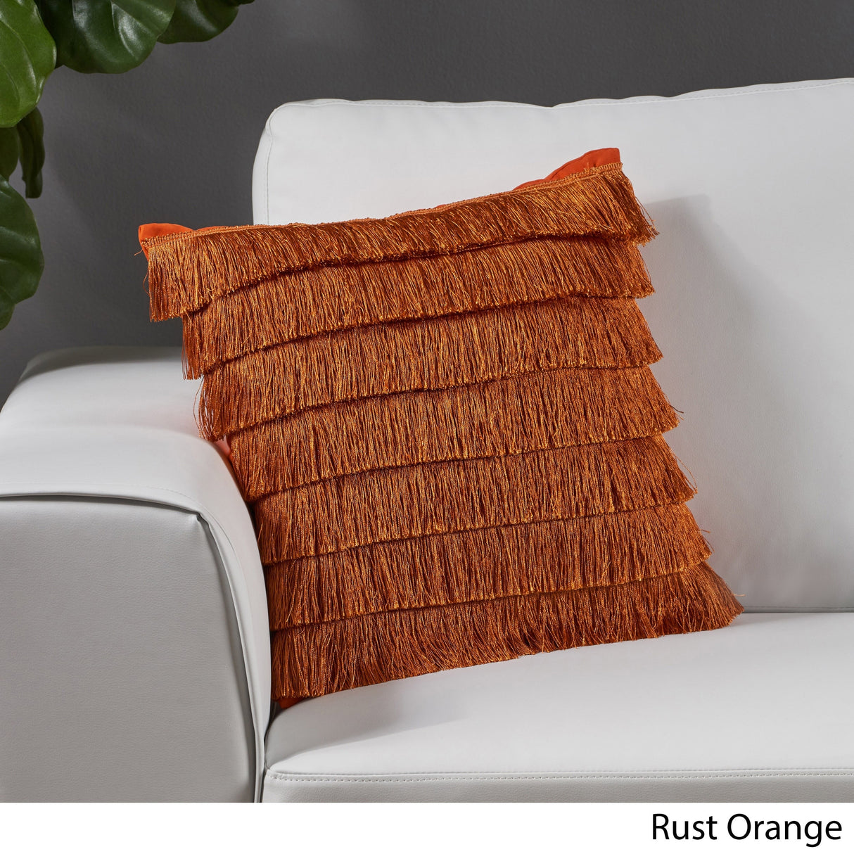 Bantry Glam Square Fabric Throw Pillow with Fringes by Christopher Knight Home