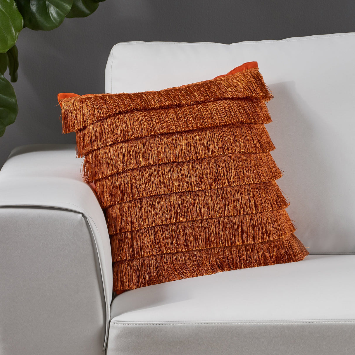 Bantry Glam Square Fabric Throw Pillow with Fringes by Christopher Knight Home