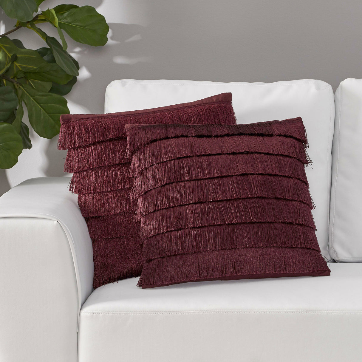 Bantry Glam Square Fabric Throw Pillow with Fringes by Christopher Knight Home