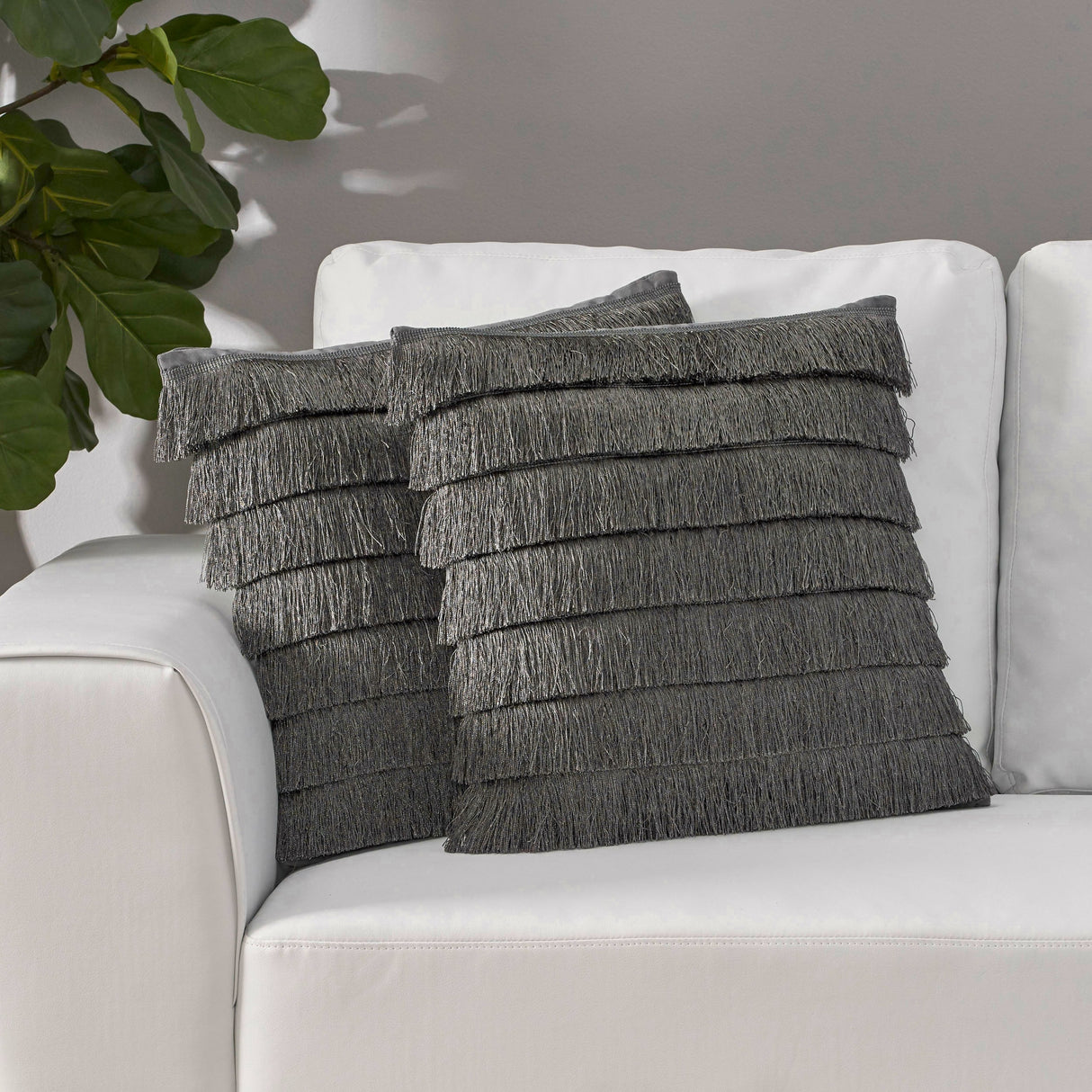 Bantry Glam Square Fabric Throw Pillow with Fringes by Christopher Knight Home