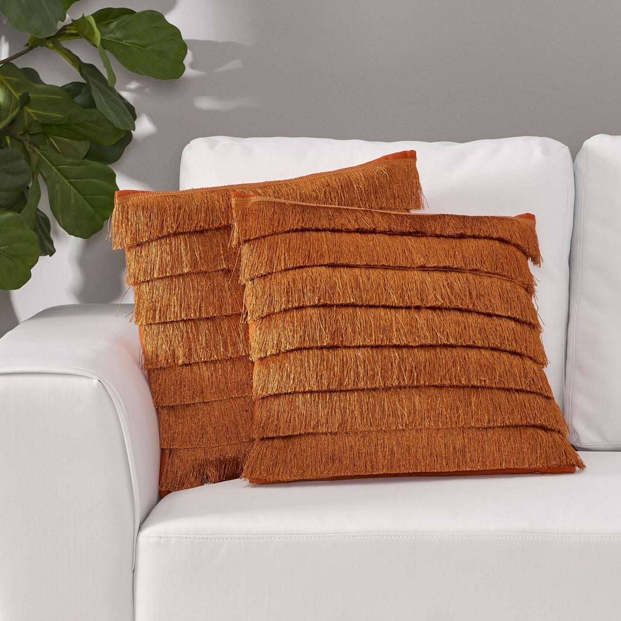 Bantry Glam Square Fabric Throw Pillow with Fringes by Christopher Knight Home