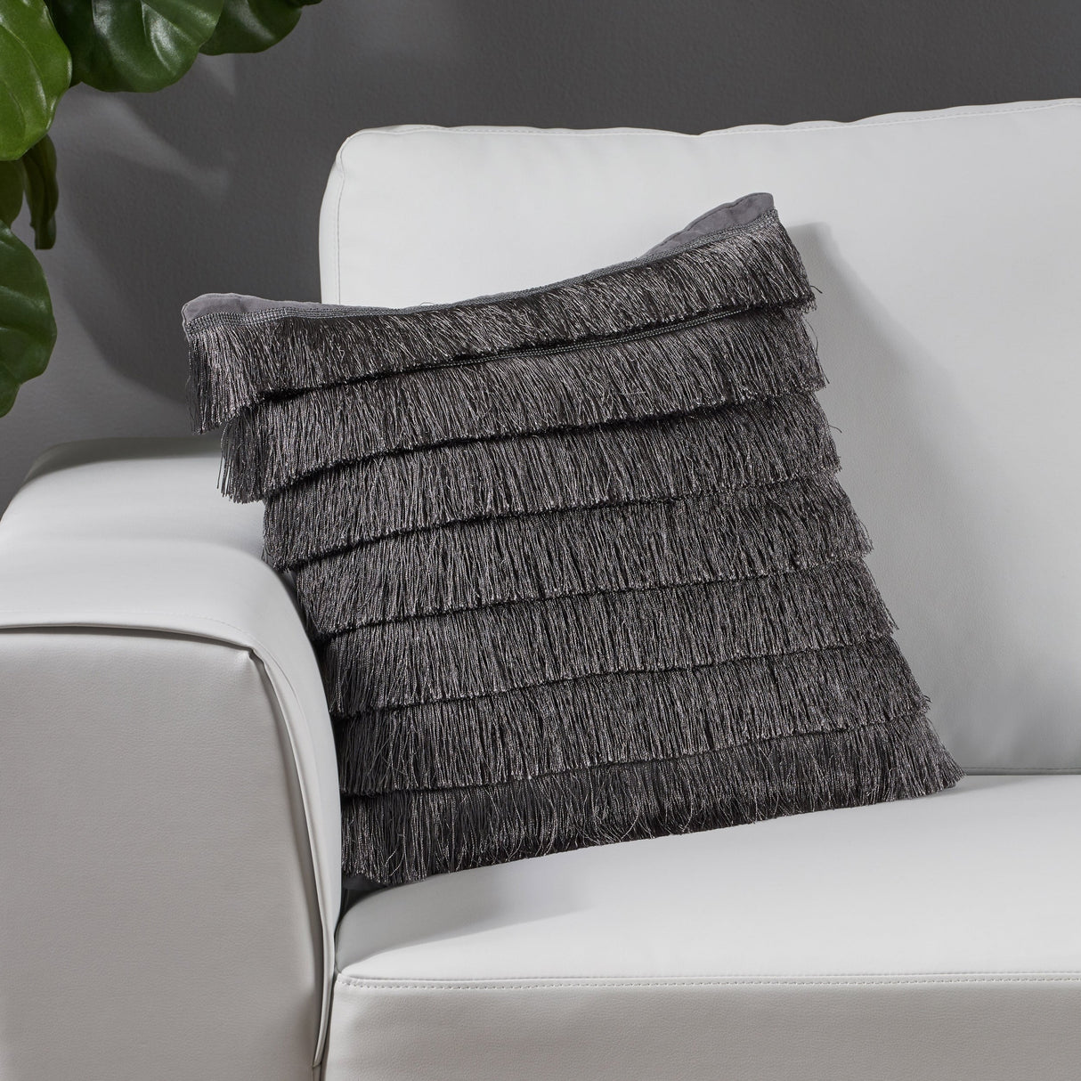 Bantry Glam Square Fabric Throw Pillow with Fringes by Christopher Knight Home