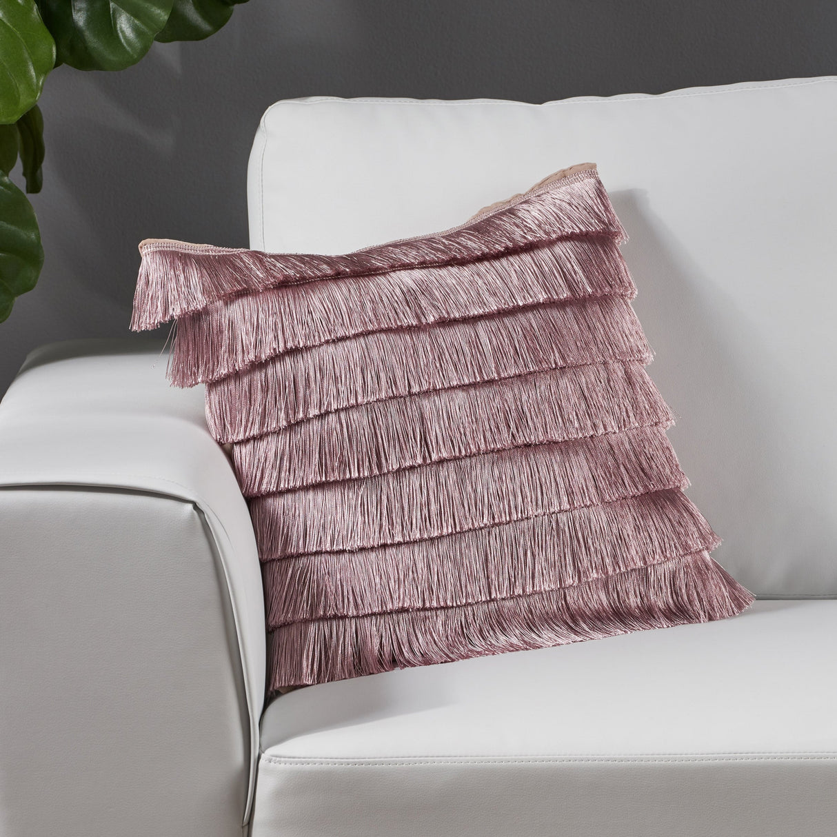 Bantry Glam Square Fabric Throw Pillow with Fringes by Christopher Knight Home