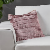 Bantry Glam Square Fabric Throw Pillow with Fringes by Christopher Knight Home