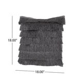 Bantry Glam Square Fabric Throw Pillow with Fringes by Christopher Knight Home