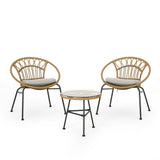 Banya Outdoor Faux Wicker Chat Set by Christopher Knight Home