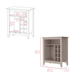 Bar Cabinet Castle, One Open Shelf, Six Wine Cubbies, Light Gray Finish,High quality and durable