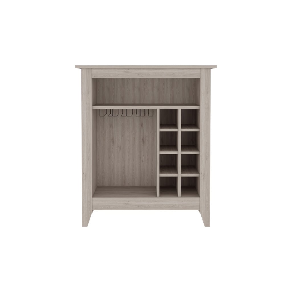 Bar Cabinet Castle, One Open Shelf, Six Wine Cubbies, Light Gray Finish,High quality and durable