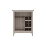 Bar Cabinet Castle, One Open Shelf, Six Wine Cubbies, Light Gray Finish,High quality and durable