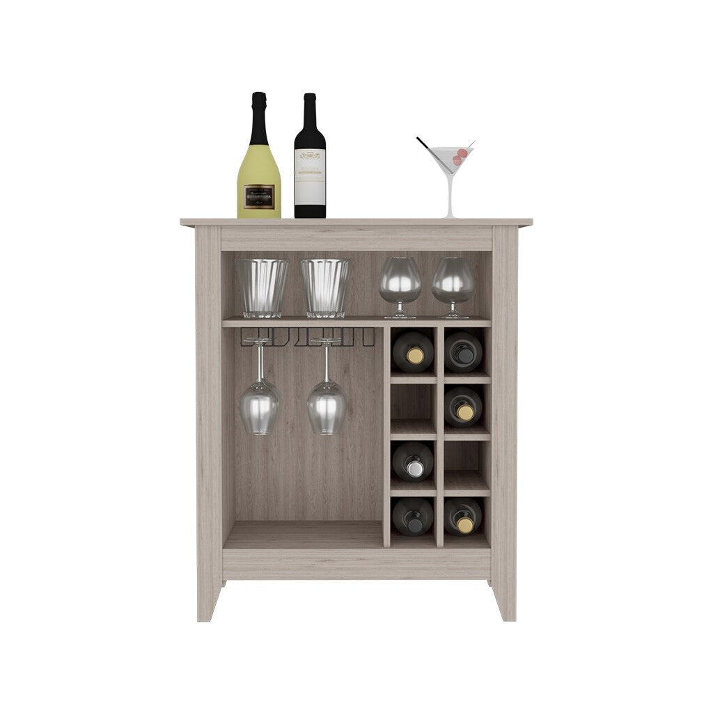 Bar Cabinet Castle, One Open Shelf, Six Wine Cubbies, Light Gray Finish,High quality and durable