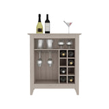 Bar Cabinet Castle, One Open Shelf, Six Wine Cubbies, Light Gray Finish,High quality and durable