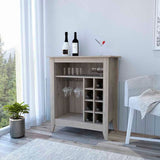 Bar Cabinet Castle, One Open Shelf, Six Wine Cubbies, Light Gray Finish,High quality and durable