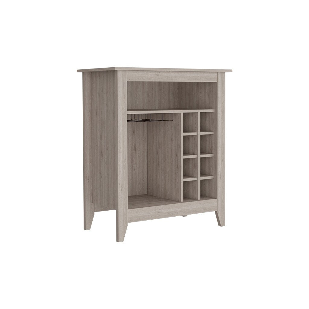 Bar Cabinet Castle, One Open Shelf, Six Wine Cubbies, Light Gray Finish,High quality and durable