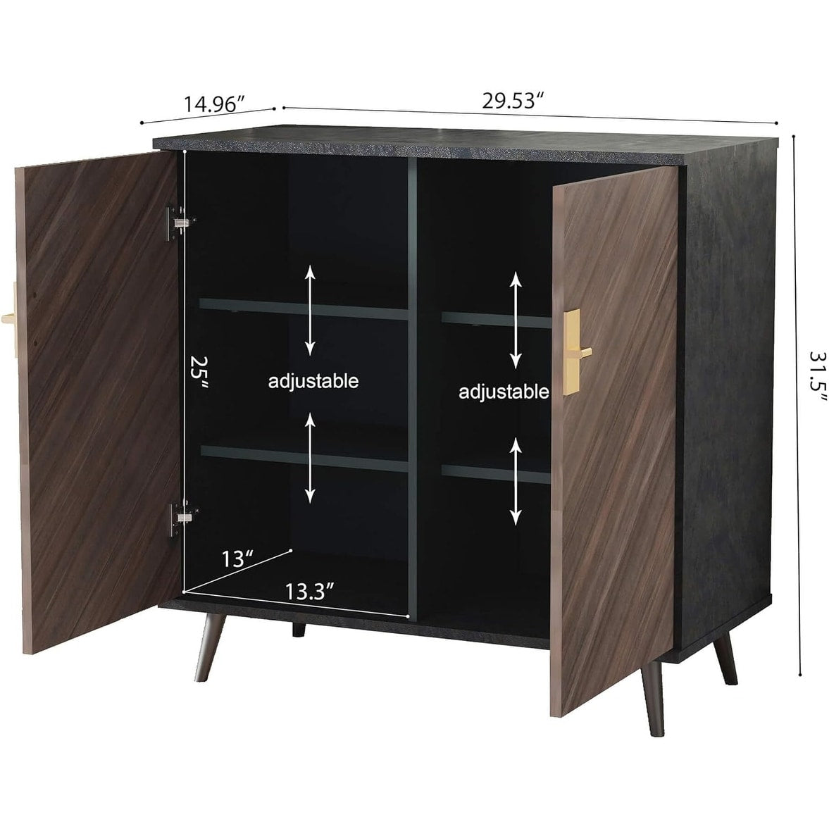 Wooden Bar Cabinet with Doors & Shelves for Hallway Entryway - M