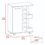 Bar Cart With Six Built-in Wine Rack