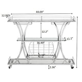 Bar Cart with Wine Rack Tempered Glass Metal Frame Wine Storage
