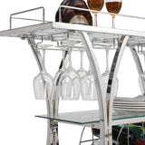 Bar Cart with Wine Rack Tempered Glass Metal Frame Wine Storage