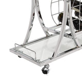 Bar Cart with Wine Rack Tempered Glass Metal Frame Wine Storage