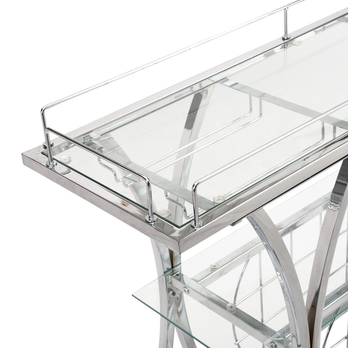 Bar Cart with Wine Rack Tempered Glass Metal Frame Wine Storage