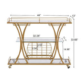 Bar Cart with Wine Rack Tempered Glass Metal Frame Wine Storage