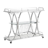 Bar Cart with Wine Rack Tempered Glass Metal Frame Wine Storage