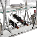 Bar Cart with Wine Rack Tempered Glass Metal Frame Wine Storage