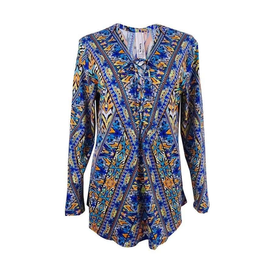 Bar III Women's Monarchy Printed Lace-up Tunic Cover-Up