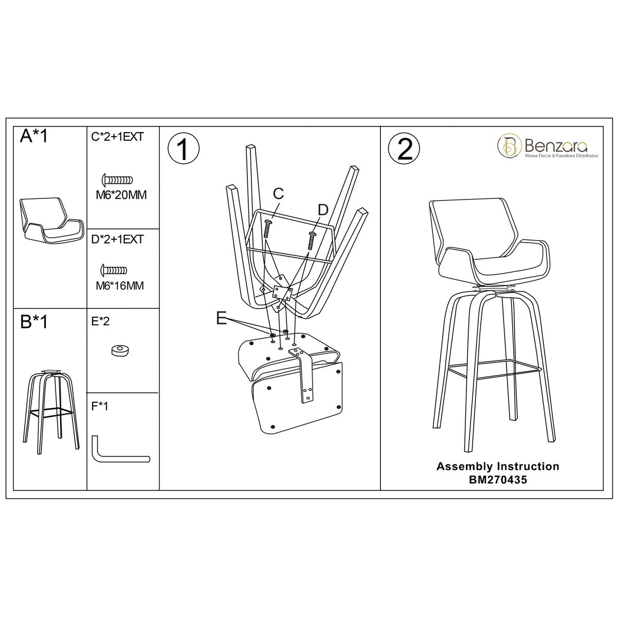 Bar Stool with Curved Padded Back and Seat, Gray