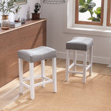 Bar Stools Set of 2, 24" Counter Stool Backless Square Saddle Island Stool Farmhouse Barstools for Kitchen Counter Dining Room