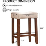Bar Stools Set of 2, 24" Counter Stool Backless Square Saddle Island Stool Farmhouse Barstools for Kitchen Counter Dining Room