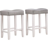 Bar Stools Set of 2, 24" Counter Stool Backless Square Saddle Island Stool Farmhouse Barstools for Kitchen Counter Dining Room