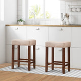 Bar Stools Set of 2, 24" Counter Stool Backless Square Saddle Island Stool Farmhouse Barstools for Kitchen Counter Dining Room