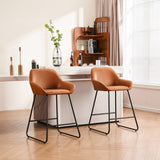 FERPIT Bar Stools Set of 2, Modern Counter Height Bar Stools with Back, PU Faux Leather Bar Stools with Metal Legs and Footrest