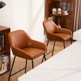 FERPIT Bar Stools Set of 2, Modern Counter Height Bar Stools with Back, PU Faux Leather Bar Stools with Metal Legs and Footrest