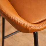 FERPIT Bar Stools Set of 2, Modern Counter Height Bar Stools with Back, PU Faux Leather Bar Stools with Metal Legs and Footrest